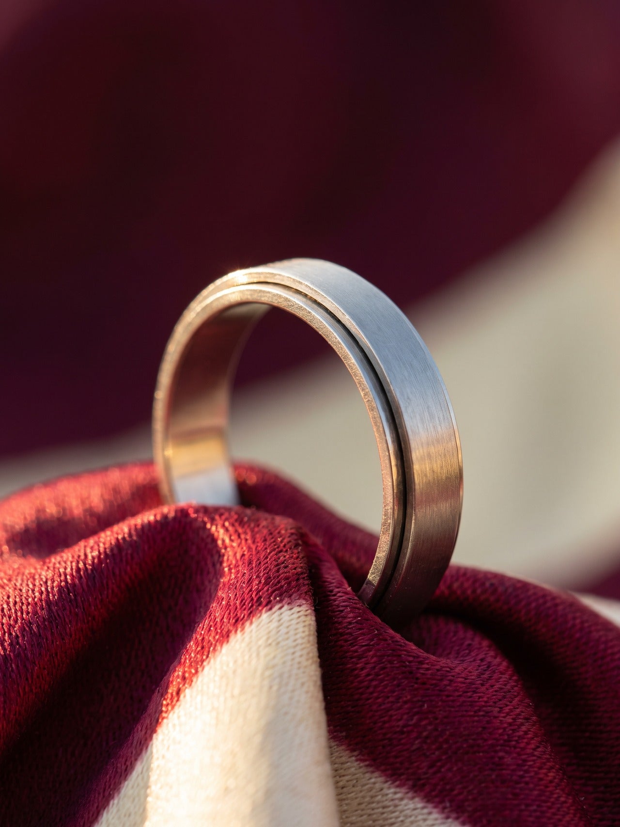A slim steel band, photographed close